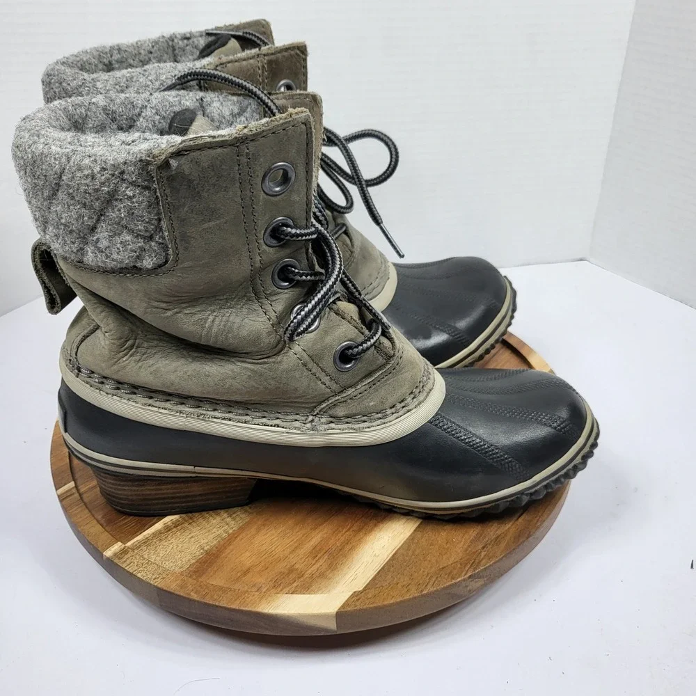 Sorel Women's Slimpack II Lace Waterproof Leather Duck Snow Boots NL2348 Sz 7.5